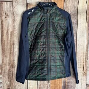 Ralph Lauren RLX Hybrid Jacket Navy Green Plaid Golf Activewear Performance M